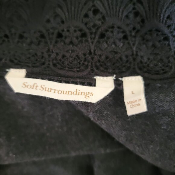 Soft Surroundings Women Large Cashmere Blend Open Front Cardigan Charcoal Black - Picture 10 of 10